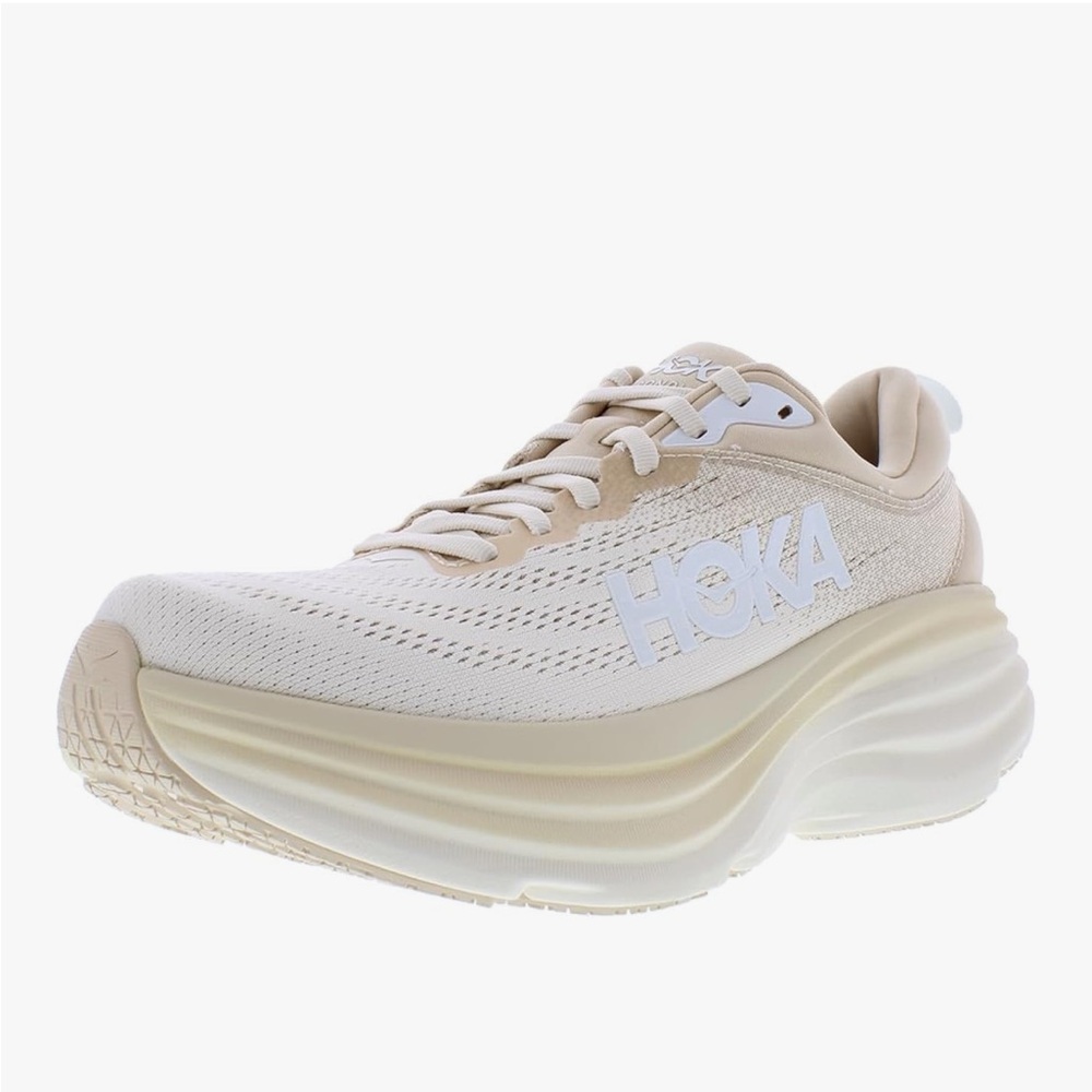 HOKA ONE ONE Bondi 8.5 Womens Shoes, Color: Shifting Sand/Eggnog
